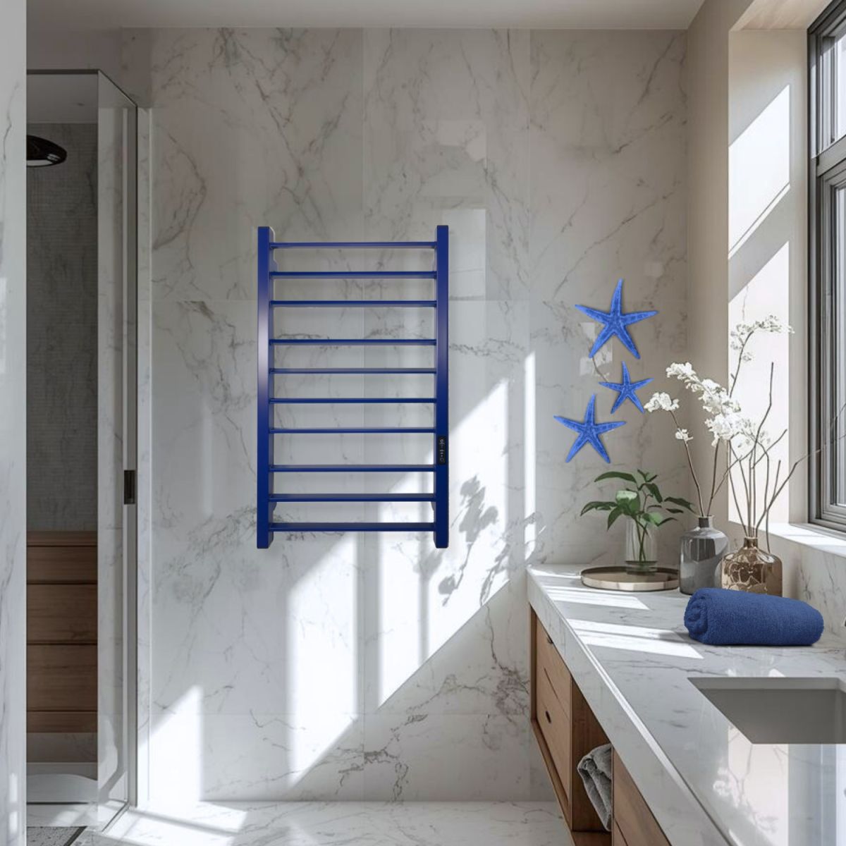 Рушникосушарка електрична Carino MAGRO з контроллером Синій сапфір 790*490