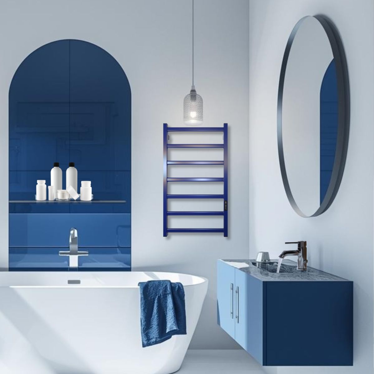 Рушникосушарка електрична Carino LUNA з контроллером Синій сапфір 790*490