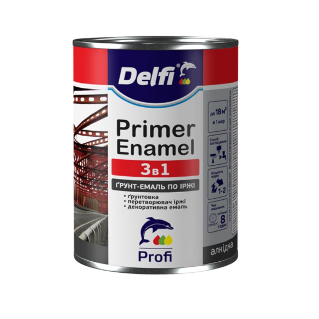 Грунт-емаль по іржі 3 в 1, біла матова, ТМ «Delfi» - 2,8 кг