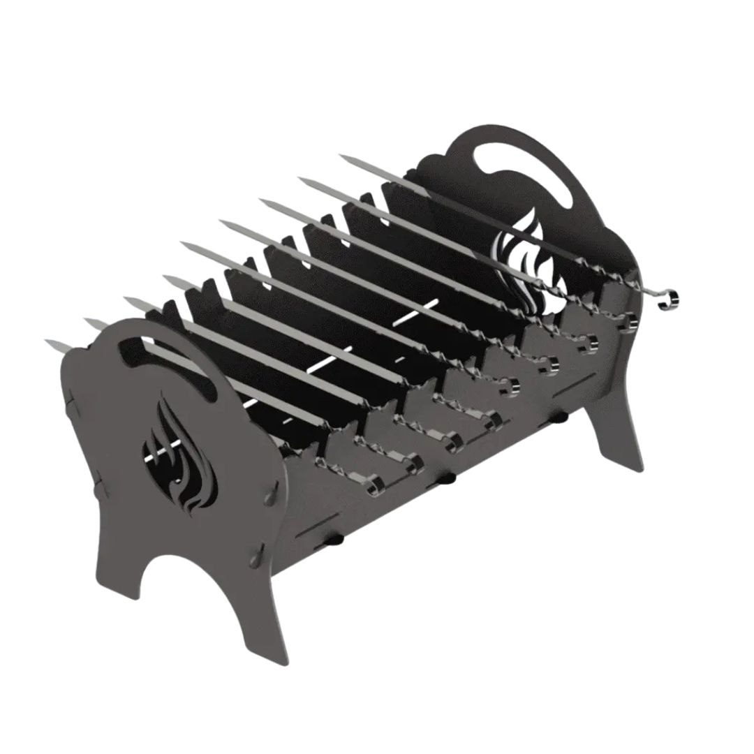 Мангал-гриль Carino Spark Огонь разборной с грилем 500х330х350 мм, металл 3 мм без покрытия