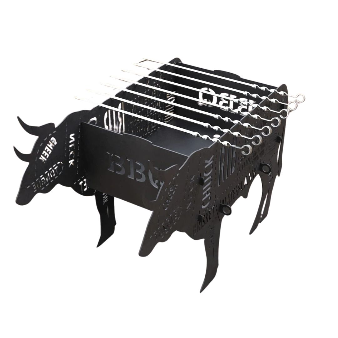 Мангал-гриль Carino Бык разборной 720х350х503 мм, металл 3 мм без покрытия