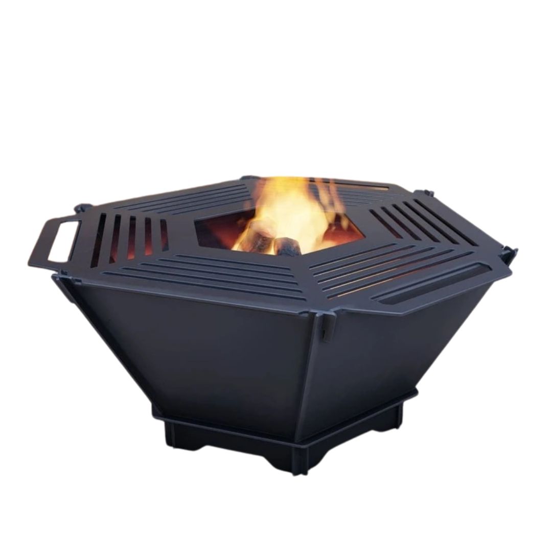 Чаша для очага Carino шестигранная разборная V1 с решеткой гриль 760х707х333 мм, металл 3 мм без покрытия
