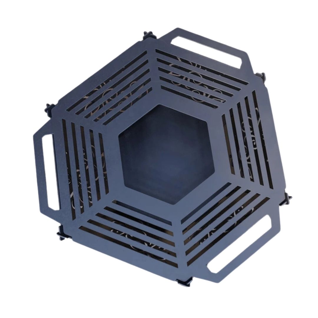 Чаша для костра Carino шестигранная разборная V3 с решеткой гриль 760х707х333 мм, металл 3 мм без покрытия