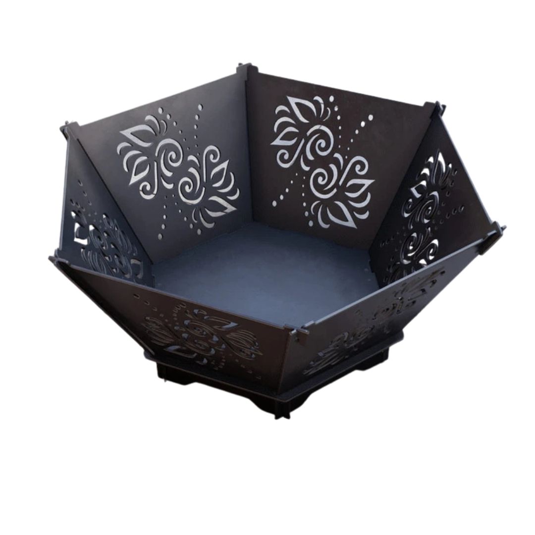 Чаша для костра Carino шестигранная разборная V3 с решеткой гриль 760х707х333 мм, металл 3 мм без покрытия