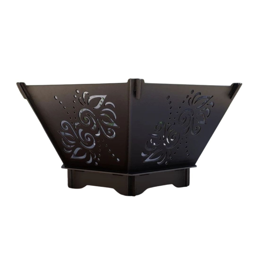 Чаша для костра Carino шестигранная разборная V3 с решеткой гриль 760х707х333 мм, металл 3 мм без покрытия