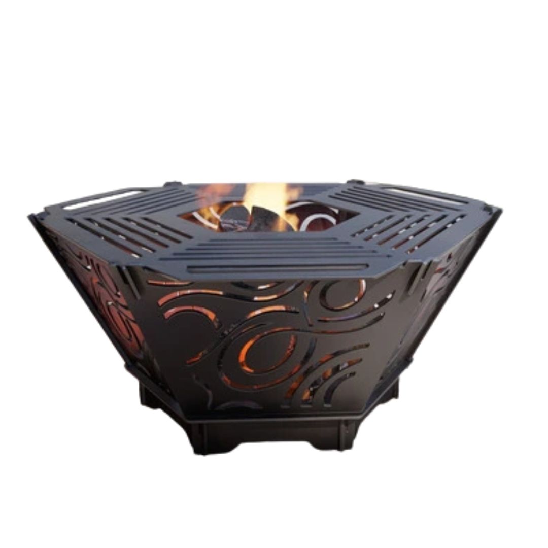 Чаша для костра Carino шестигранная разборная V4 с решеткой гриль 760х707х333 мм, металл 3 мм без покрытия