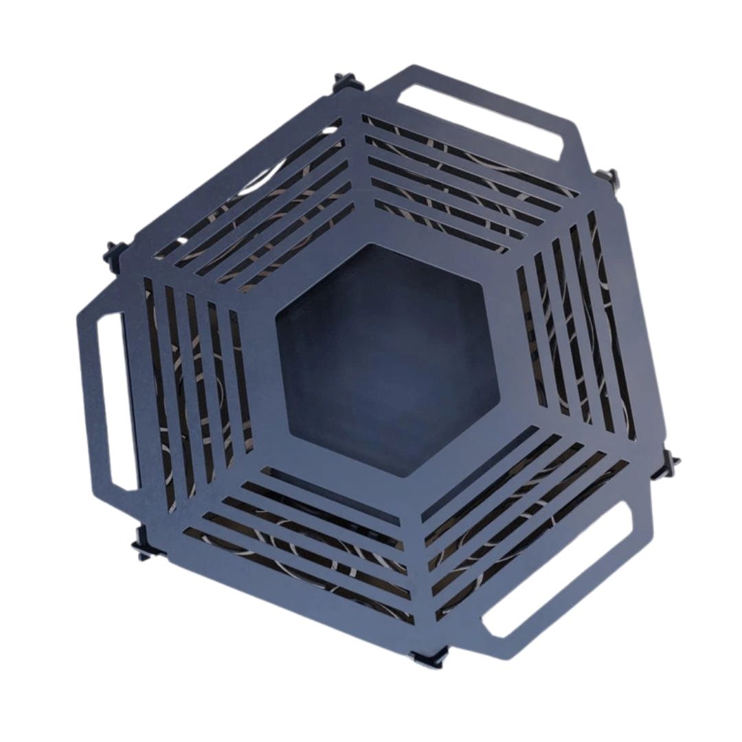 Чаша для костра Carino шестигранная разборная V4 с решеткой гриль 760х707х333 мм, металл 3 мм без покрытия