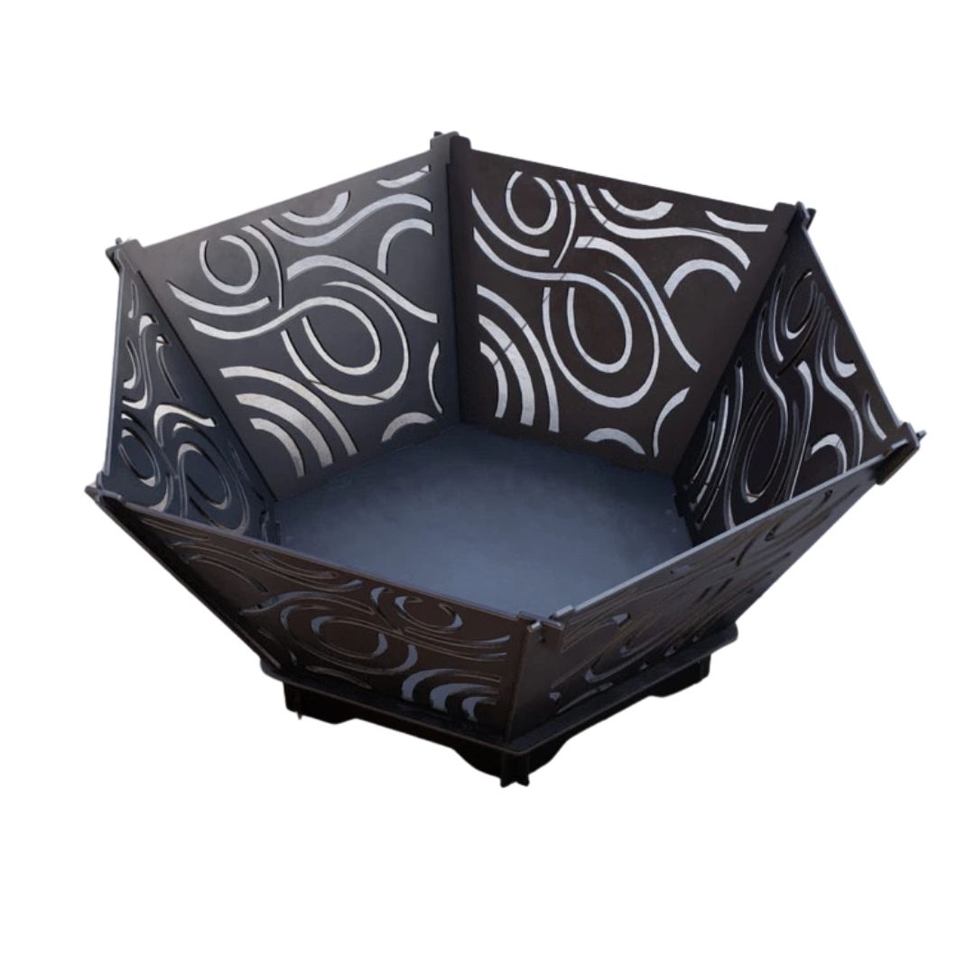 Чаша для костра Carino шестигранная разборная V4 с решеткой гриль 760х707х333 мм, металл 3 мм без покрытия