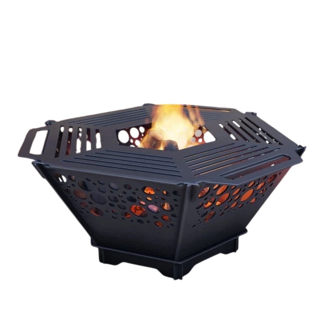 Чаша для костра Carino шестигранная разборная V5 с решеткой гриль 760х707х333 мм, металл 3 мм без покрытия