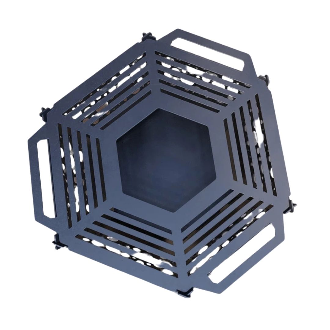 Чаша для костра Carino шестигранная разборная V5 с решеткой гриль 760х707х333 мм, металл 3 мм без покрытия