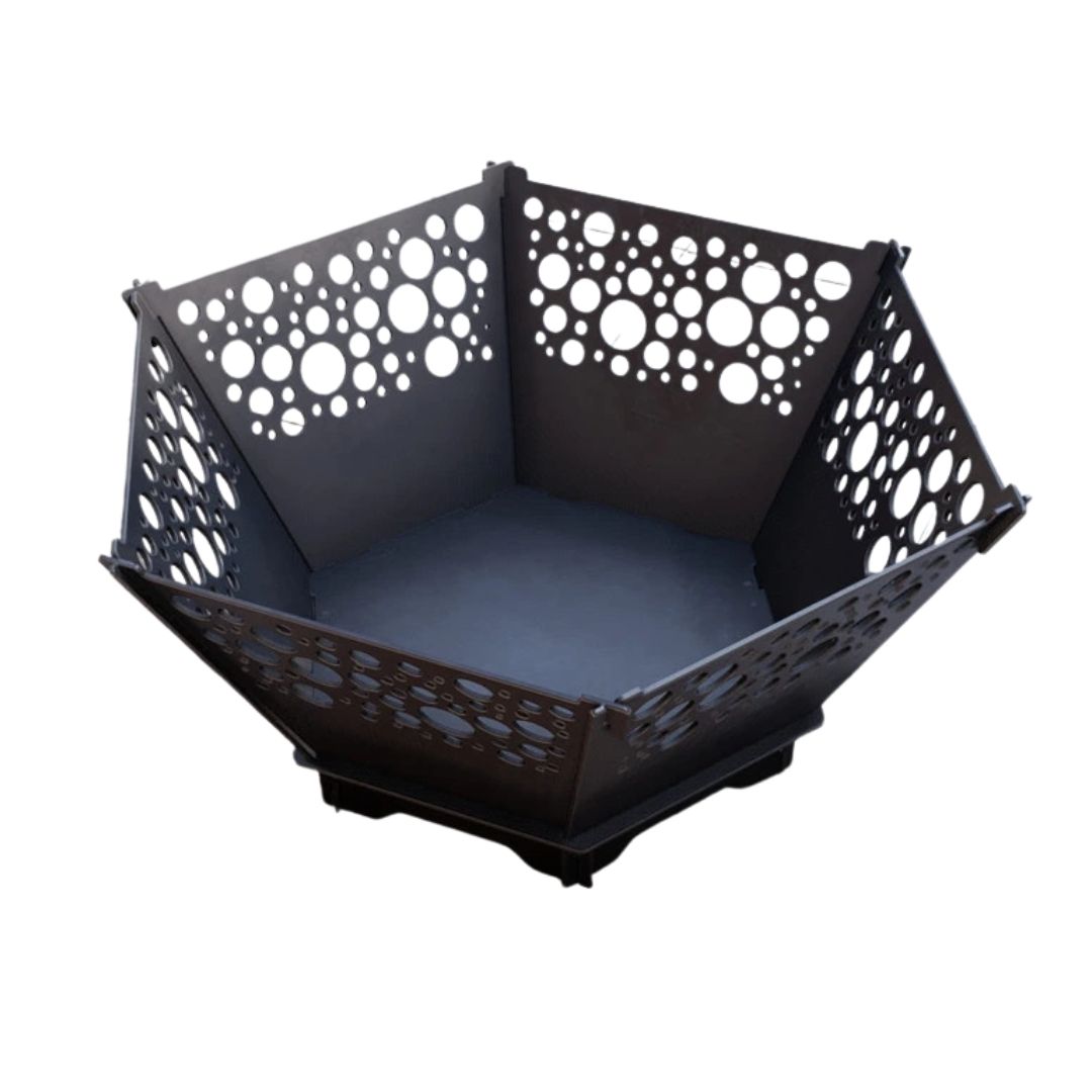 Чаша для костра Carino шестигранная разборная V5 с решеткой гриль 760х707х333 мм, металл 3 мм без покрытия