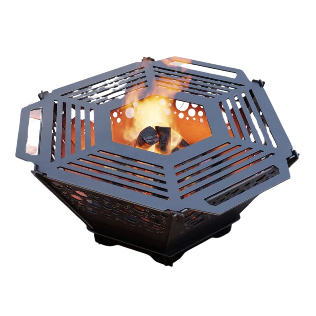 Чаша для костра Carino шестигранная разборная V5 с решеткой гриль 760х707х333 мм, металл 3 мм без покрытия