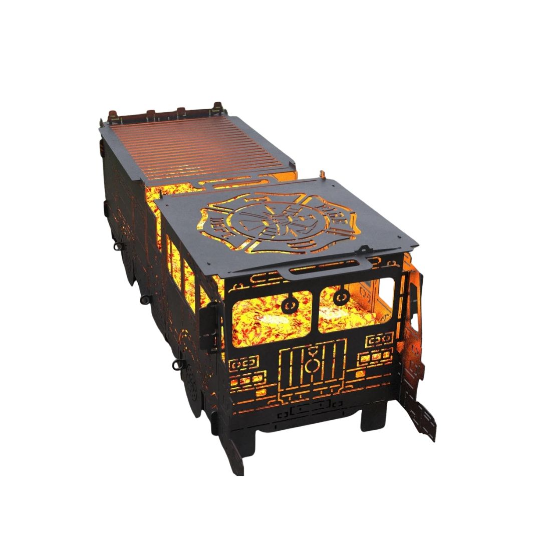 Мангал-гриль Carino Пожарная машина разборной с грилем 1373х473х448 мм, металл 3 мм без покрытия