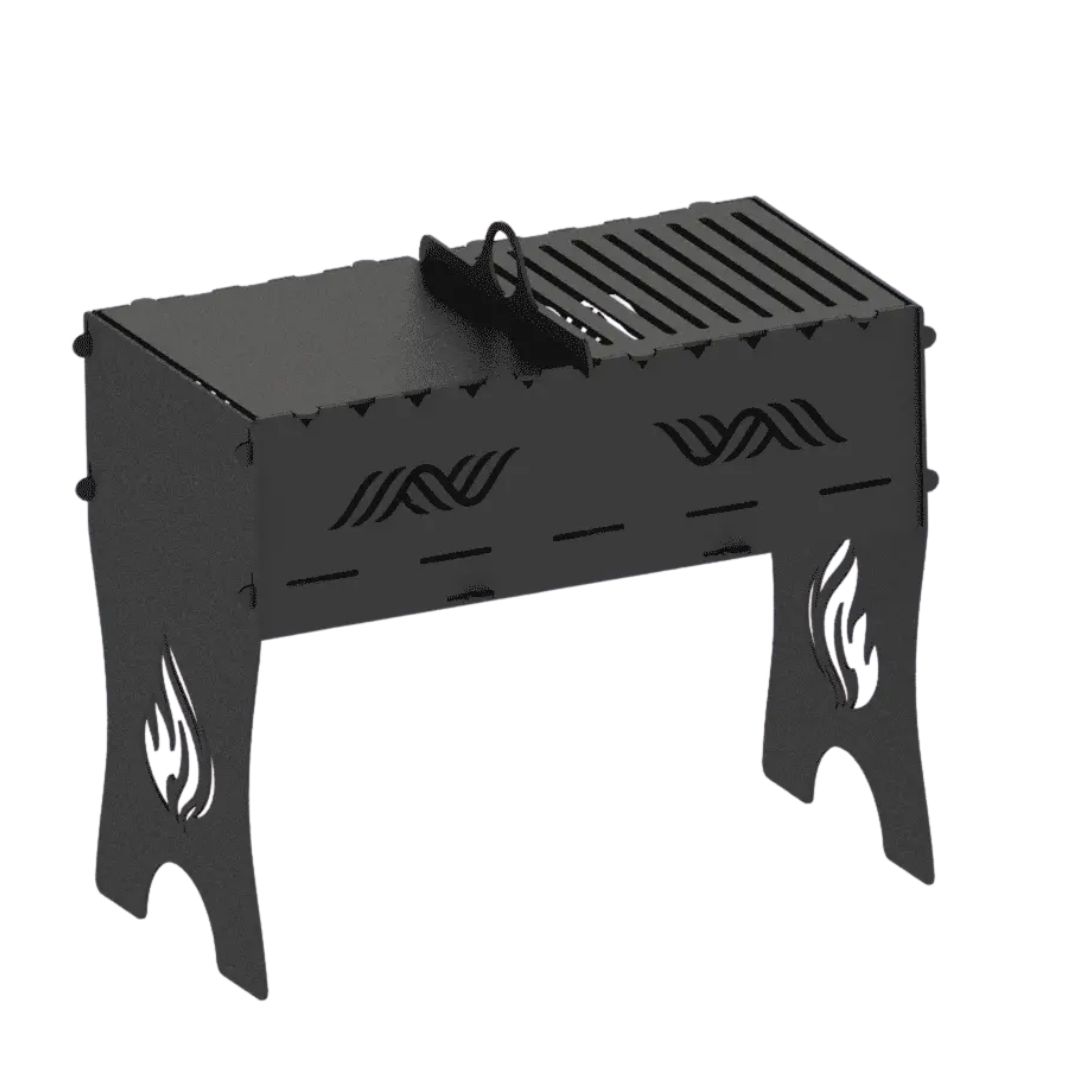 Мангал-гриль Carino Flame разборной с грилем 603х323х500 мм, металл 3 мм без покрытия