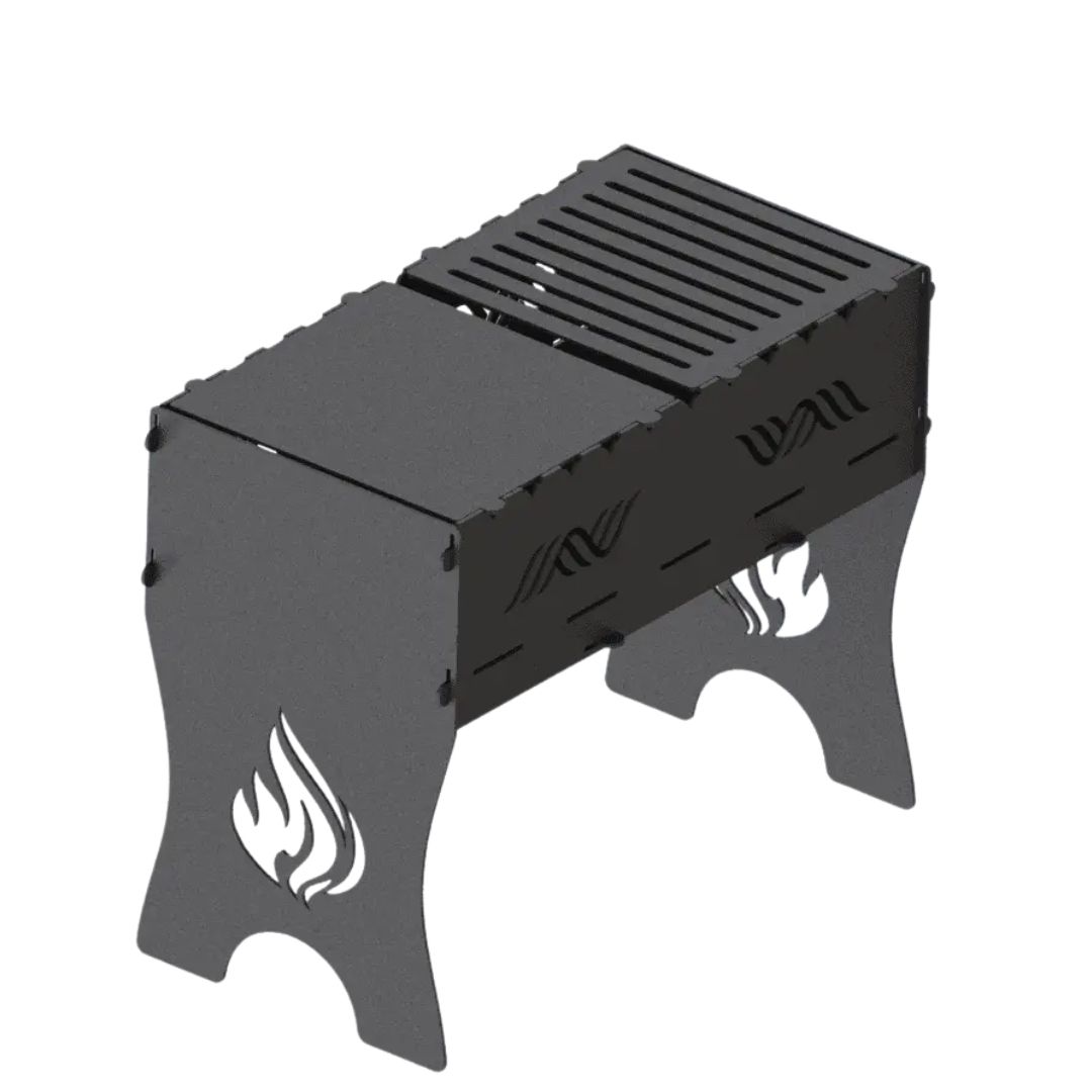 Мангал-гриль Carino Flame разборной с грилем 603х323х500 мм, металл 3 мм без покрытия