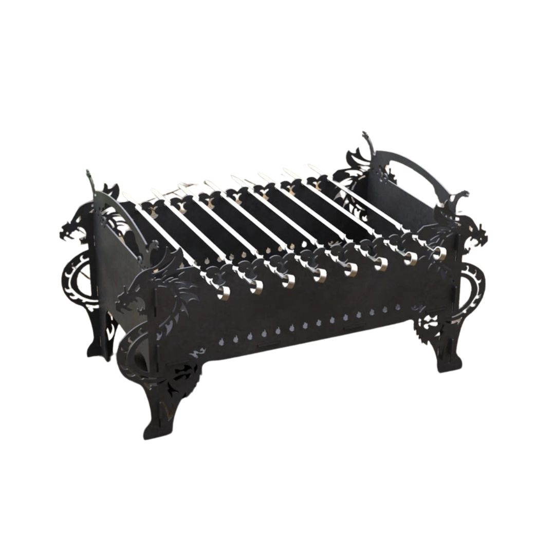 Мангал-гриль Carino Дракон разборной 720х317х347 мм, металл 3 мм без покрытия