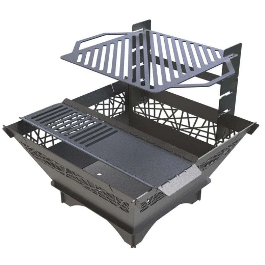 Мангал-гриль Carino квадратный 700 мм с декором разборной 737х737х682 мм, металл 3 мм без покрытия