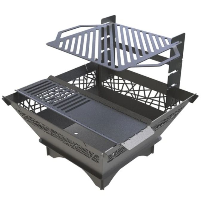 Мангал-гриль Carino квадратний 700 мм з декором розбірний 737х737х682 мм, метал 3 мм без покриття