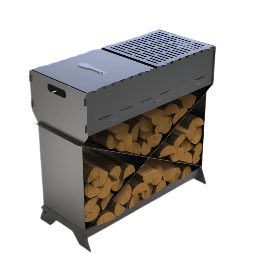 Мангал-гриль Carino Brazier X V2 Веток разборной с грилем 760х370х820 мм, металл 3 мм без покрытия