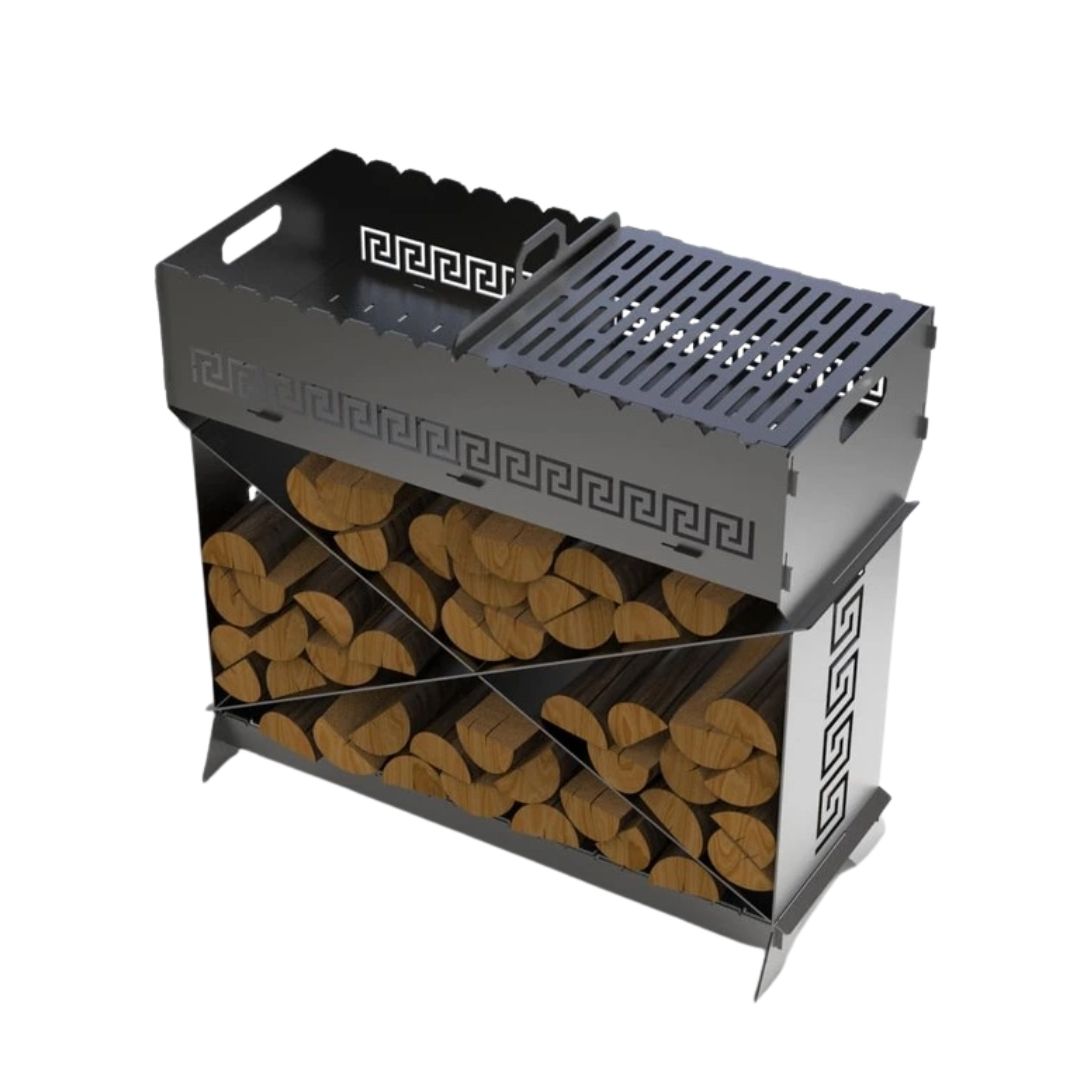 Мангал-гриль Carino Brazier X V2 Веток разборной с грилем 760х370х820 мм, металл 3 мм без покрытия