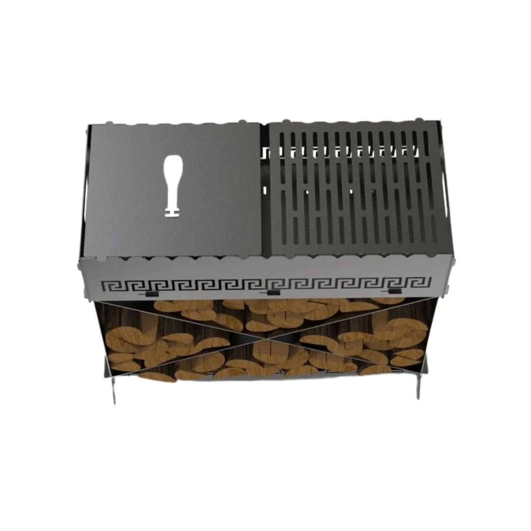 Мангал-гриль Carino Brazier X V2 Веток разборной с грилем 760х370х820 мм, металл 3 мм без покрытия