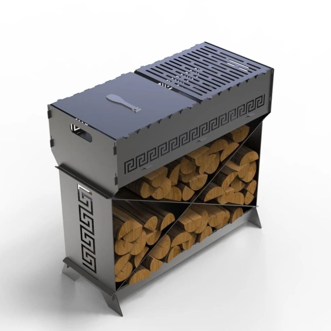 Мангал-гриль Carino Brazier X V2 Веток разборной с грилем 760х370х820 мм, металл 3 мм без покрытия