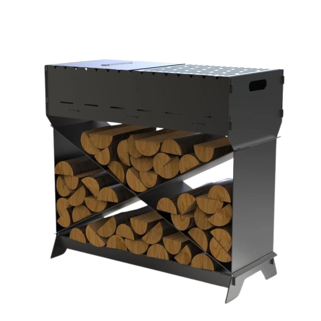 Мангал-гриль Carino Brazier X V2 Веток разборной с грилем 760х370х820 мм, металл 3 мм без покрытия