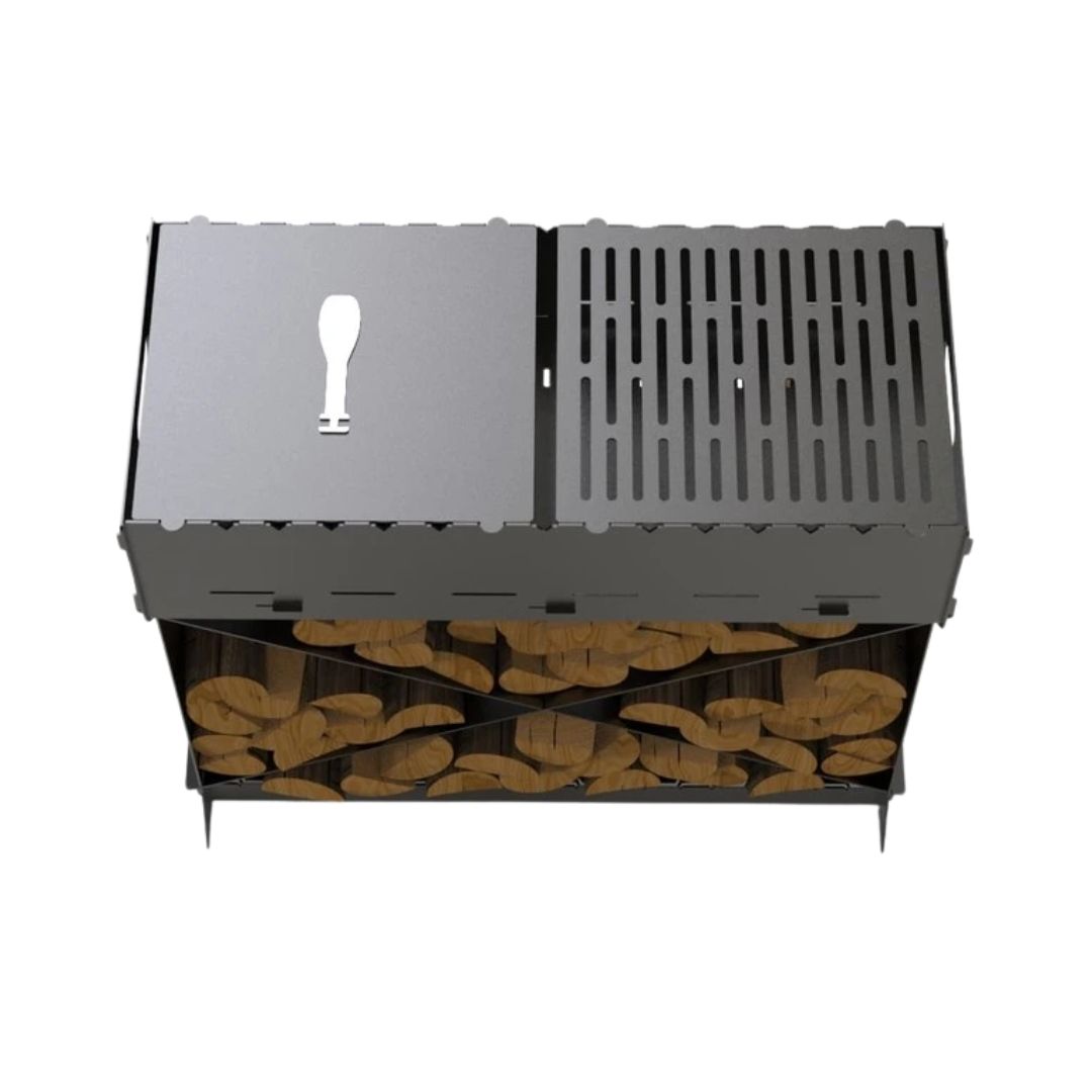 Мангал-гриль Carino Brazier X V2 Веток разборной с грилем 760х370х820 мм, металл 3 мм без покрытия