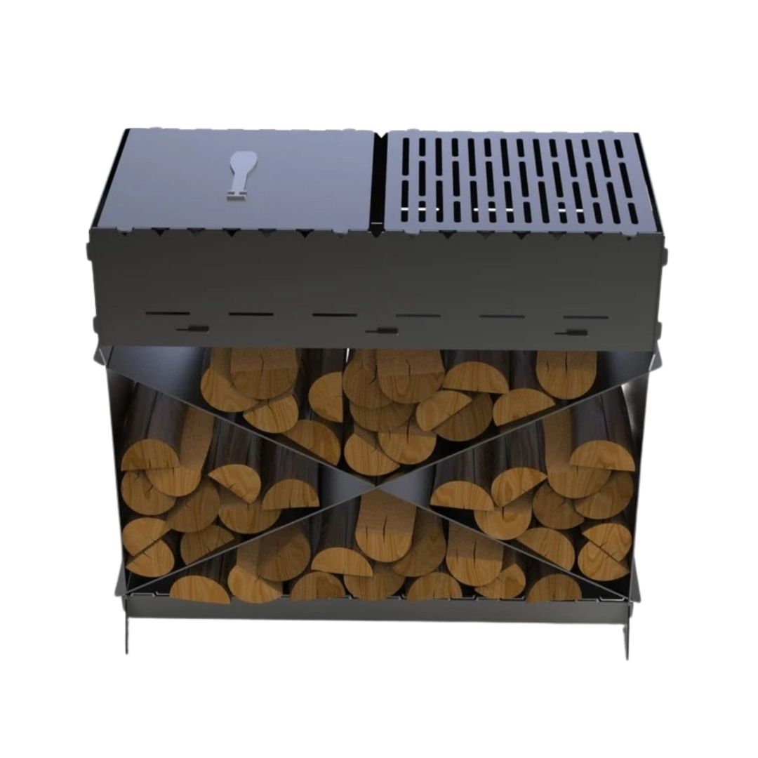 Мангал-гриль Carino Brazier X V2 Веток разборной с грилем 760х370х820 мм, металл 3 мм без покрытия