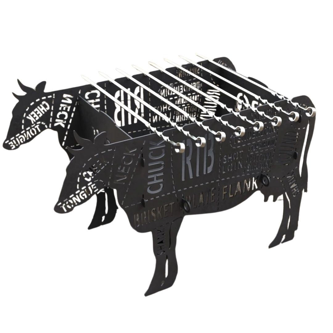 Мангал-гриль Carino Корова разборной 700х350х478 мм, металл 3 мм без покрытия