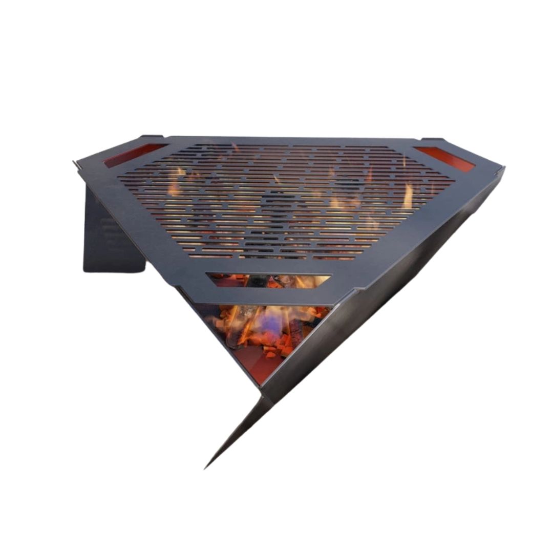 Чаша для костра Carino с грилем треугольная 1000 мм разборная 1020х940х300 мм, металл 3 мм без покрытия