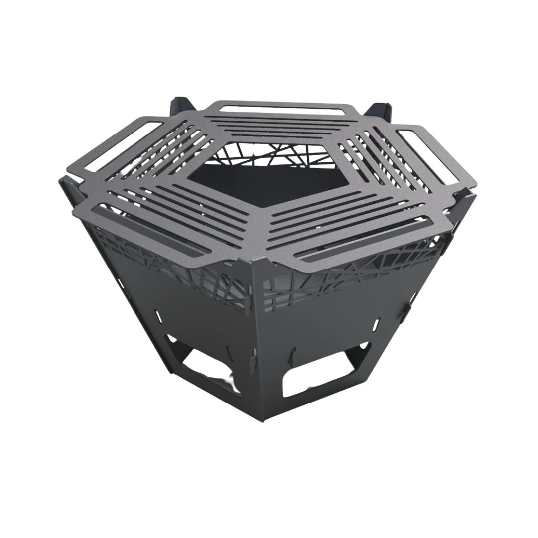 Чаша для костра Carino с грилем пятигранная с декором разборная 800х780х480 мм, металл 3 мм без покрытия