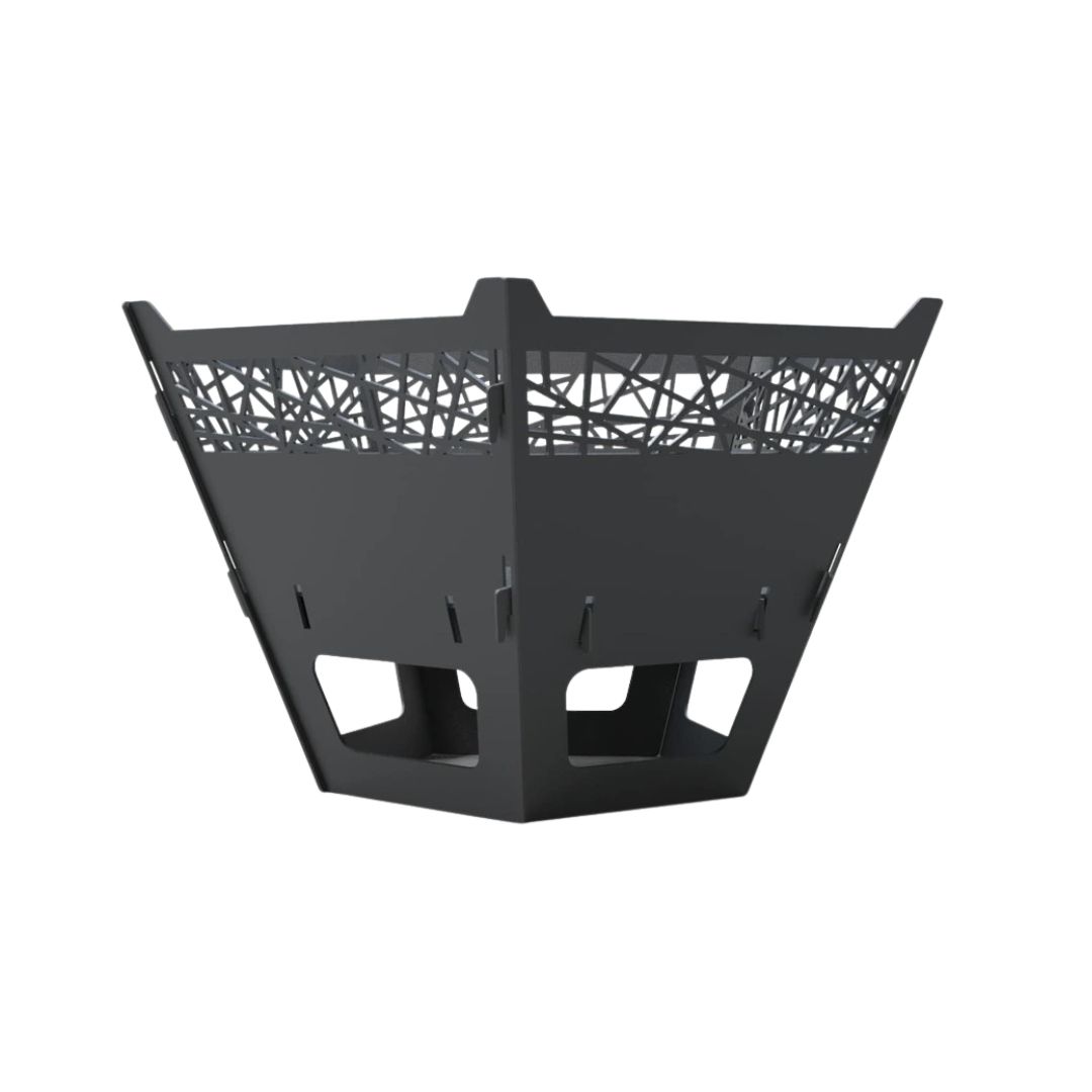 Чаша для костра Carino с грилем пятигранная с декором разборная 800х780х480 мм, металл 3 мм без покрытия