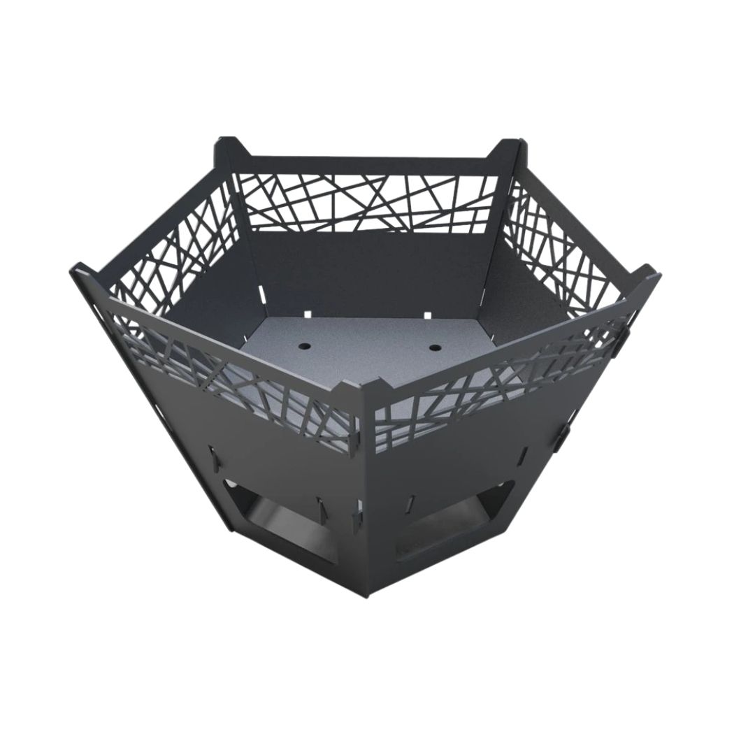 Чаша для костра Carino с грилем пятигранная с декором разборная 800х780х480 мм, металл 3 мм без покрытия