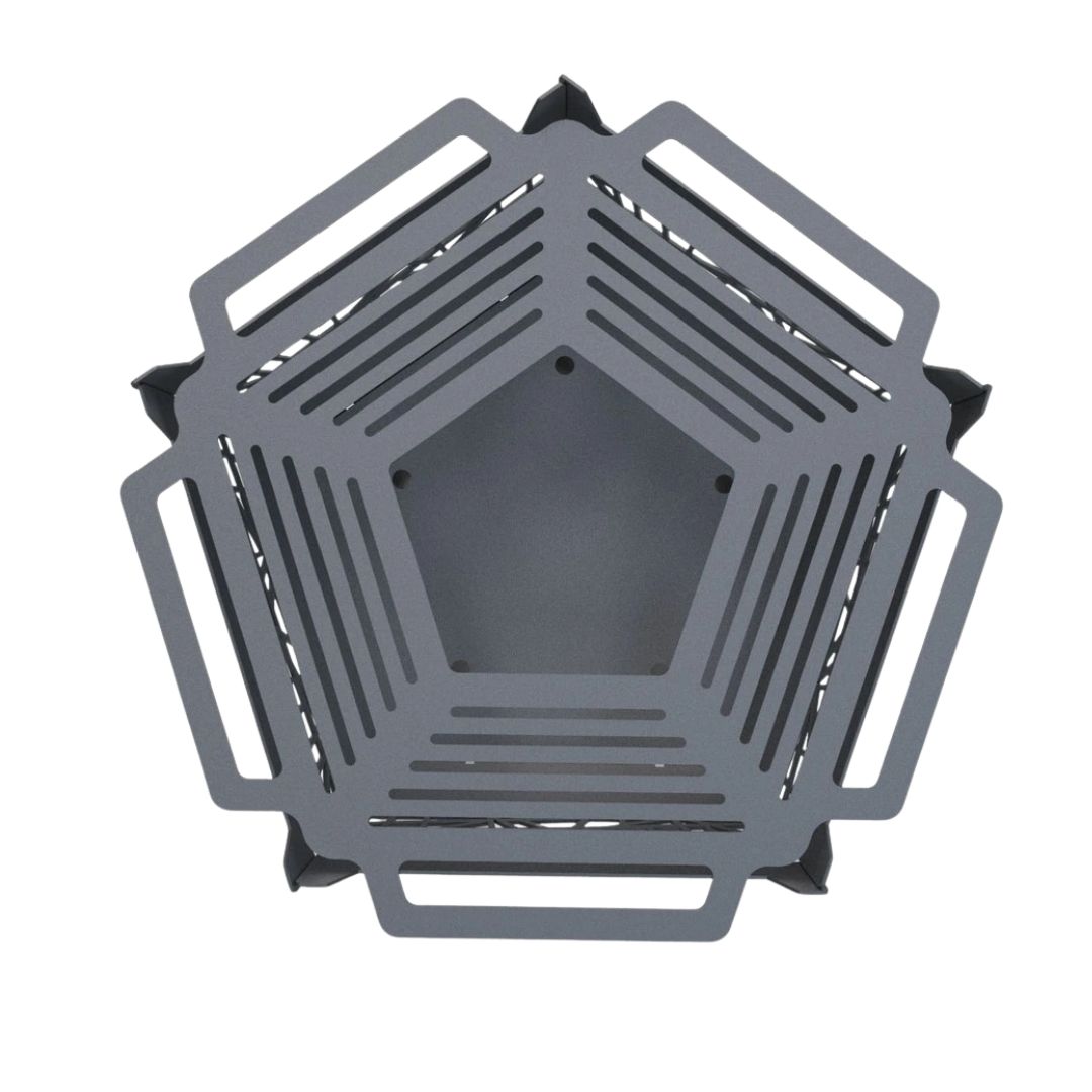 Чаша для костра Carino с грилем пятигранная с декором разборная 800х780х480 мм, металл 3 мм без покрытия