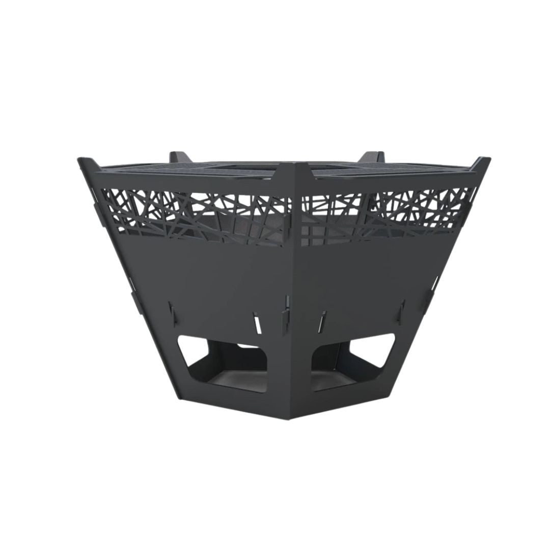 Чаша для костра Carino с грилем пятигранная с декором разборная 800х780х480 мм, металл 3 мм без покрытия