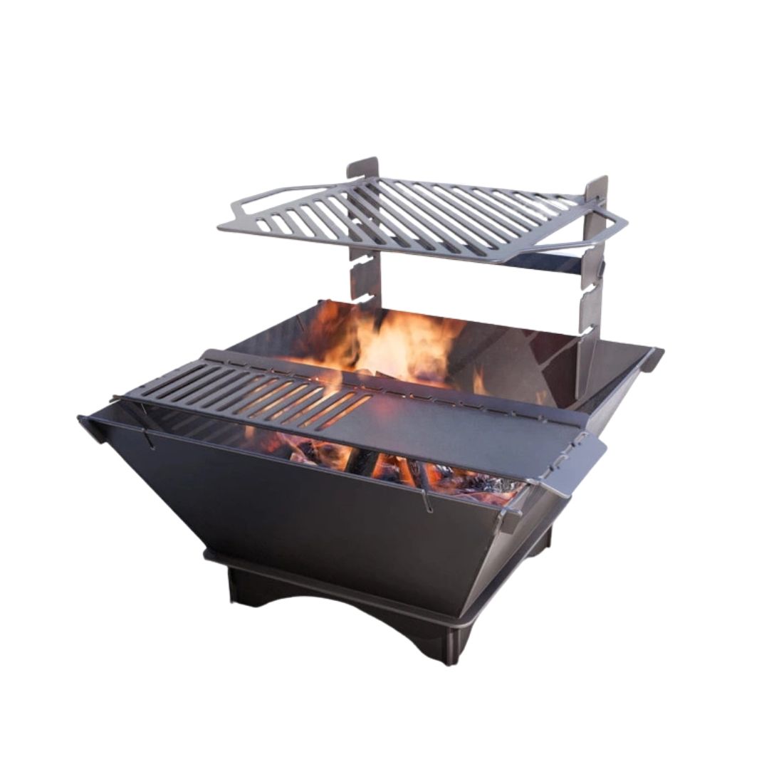 Чаша для очага Carino квадратная разборная V1 с решеткой гриль 800х750х680 мм, металл 3 мм без покрытия