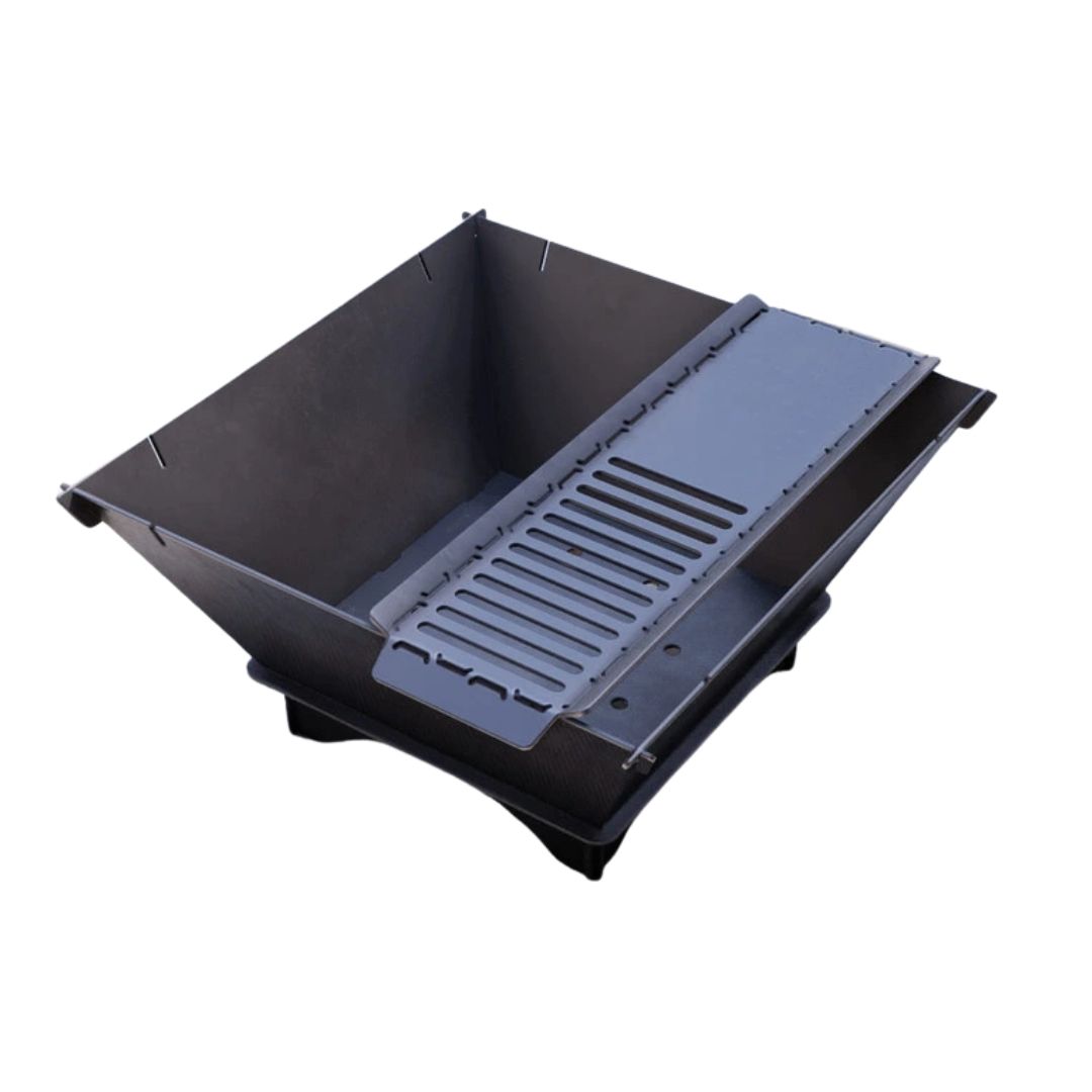 Чаша для очага Carino квадратная разборная V1 с решеткой гриль 800х750х680 мм, металл 3 мм без покрытия