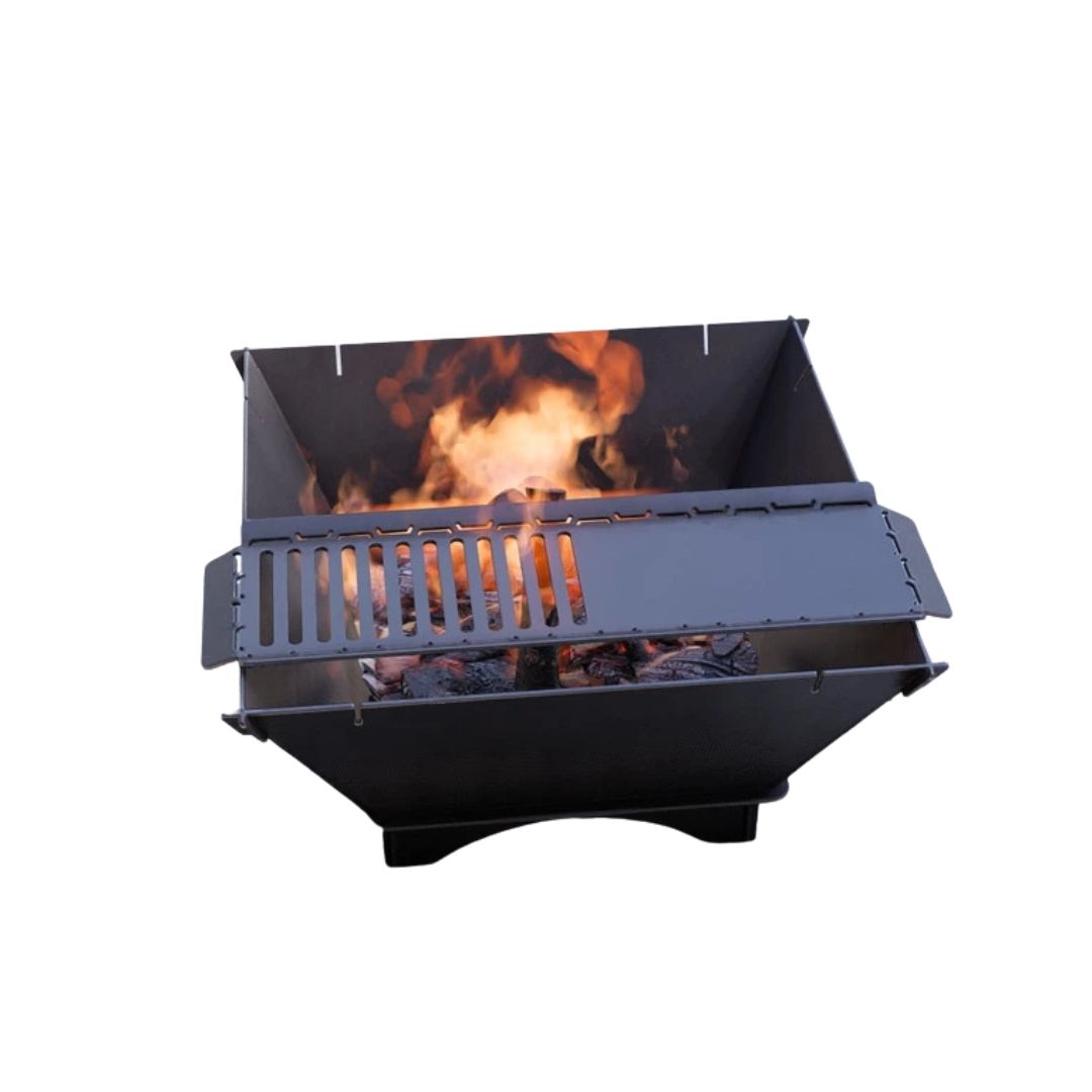 Чаша для очага Carino квадратная разборная V1 с решеткой гриль 800х750х680 мм, металл 3 мм без покрытия