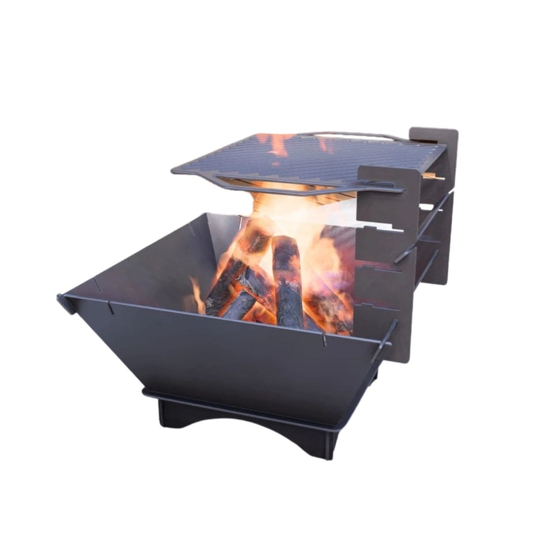 Чаша для очага Carino квадратная разборная V1 с решеткой гриль 800х750х680 мм, металл 3 мм без покрытия