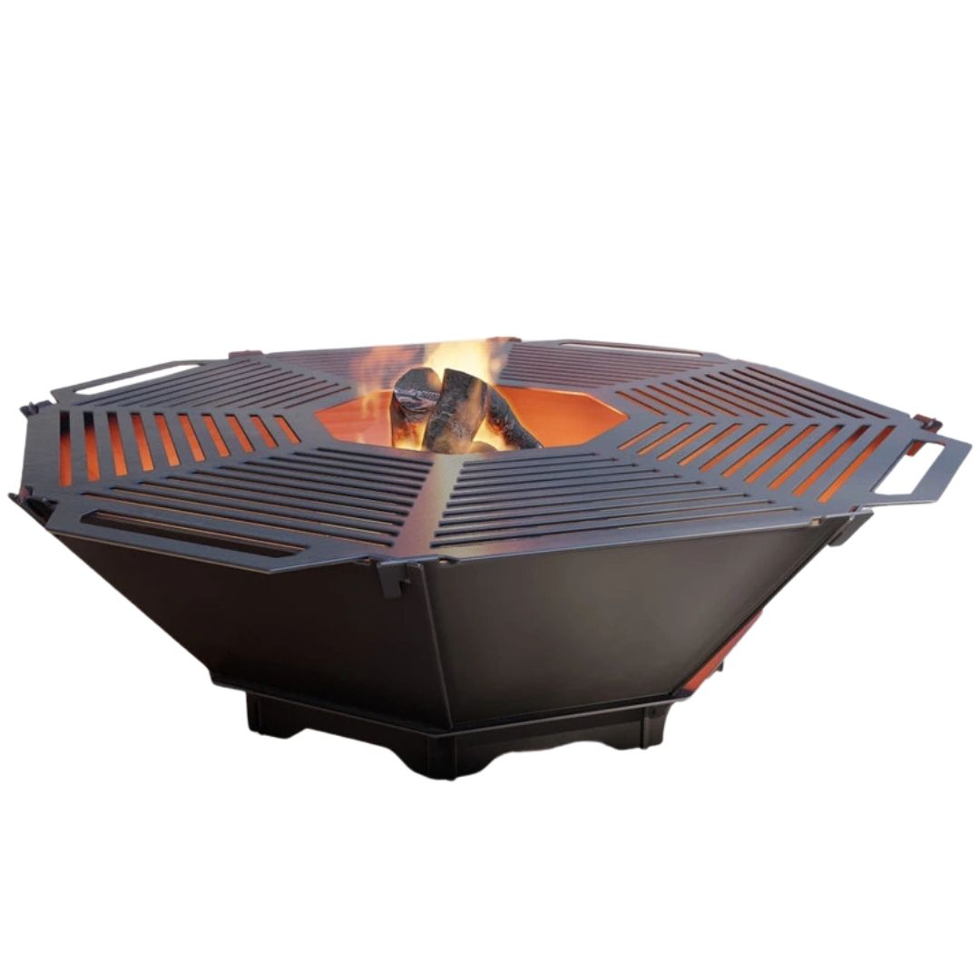 Чаша для костра Carino восьмигранная разборная V1 с решеткой гриль 1040х1040х300 мм, металл 3 мм без покрытия