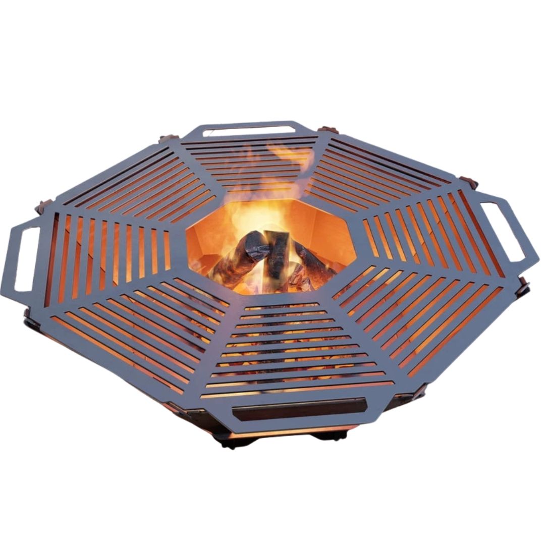 Чаша для костра Carino восьмигранная разборная V1 с решеткой гриль 1040х1040х300 мм, металл 3 мм без покрытия