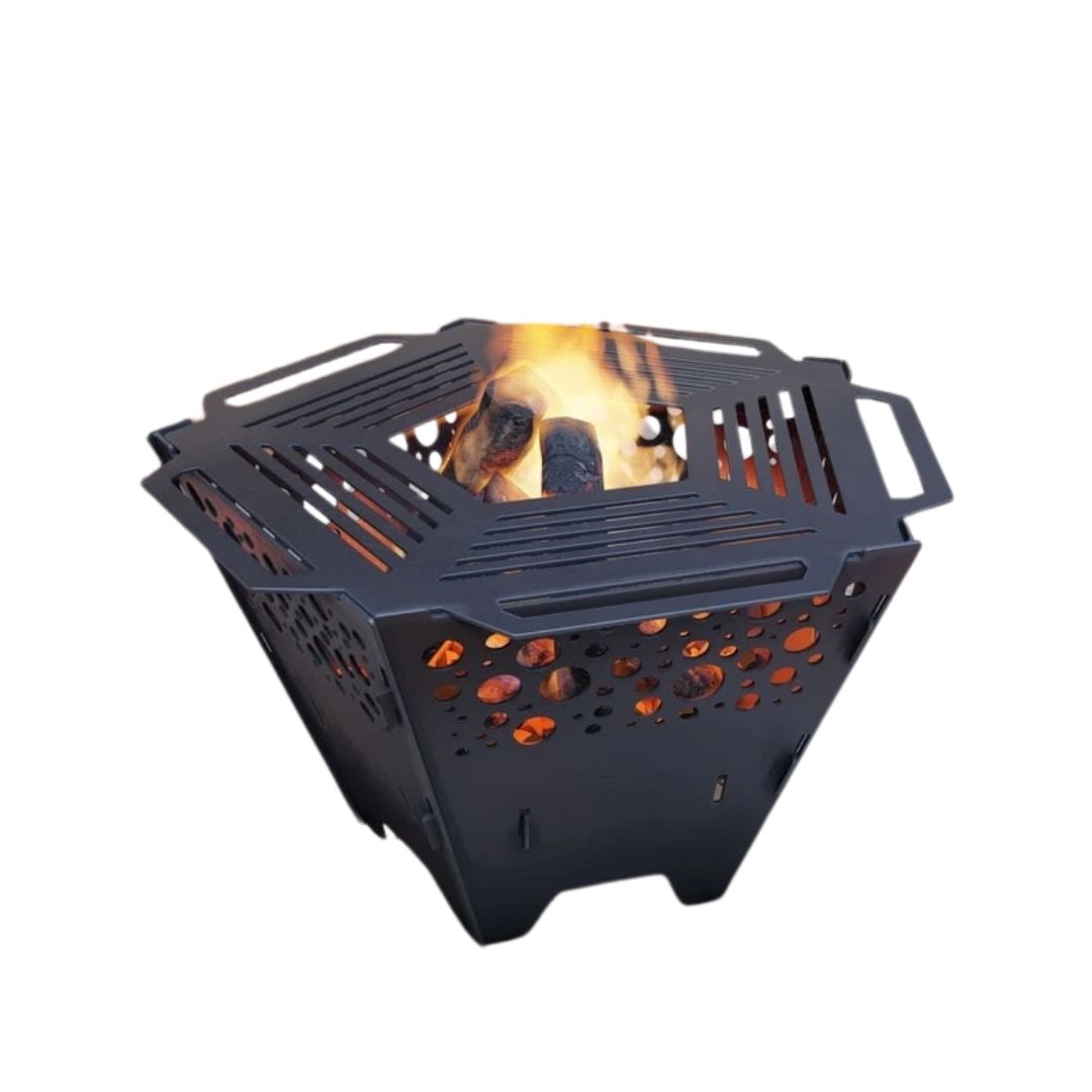 Чаша для очага Carino пятигранная разборная V3 с решеткой гриль 802х787х480 мм, металл 3 мм без покрытия