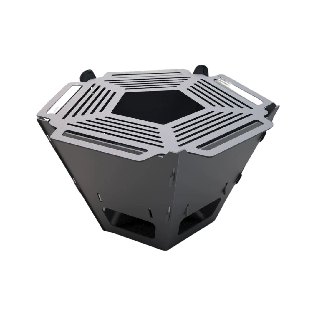 Чаша для костра Carino пятигранная разборная с грилем 800х780х480 мм, металл 3 мм без покрытия