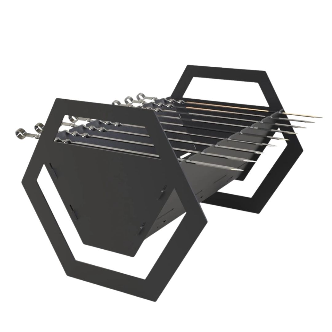 Мангал-гриль Carino Hex разборной с грилем 532х416х360 мм, металл 3 мм без покрытия