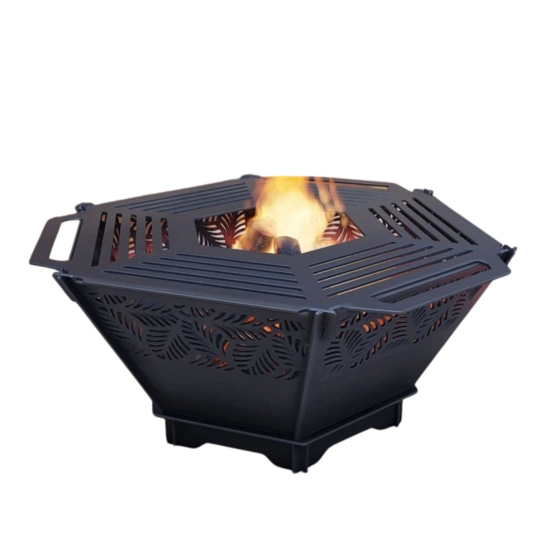 Чаша для костра Carino шестигранная разборная V2 с решеткой гриль 760х707х333 мм, металл 3 мм без покрытия