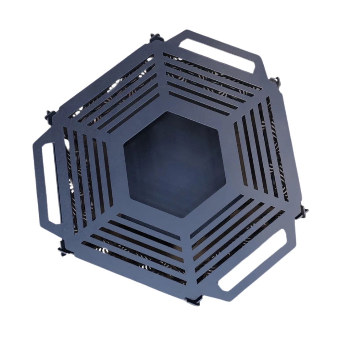 Чаша для костра Carino шестигранная разборная V2 с решеткой гриль 760х707х333 мм, металл 3 мм без покрытия