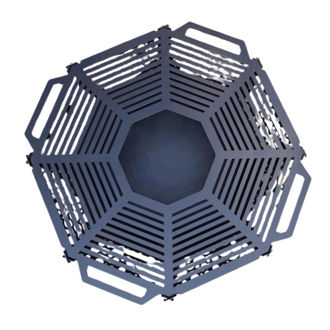 Чаша для костра Carino восмингранная разборная V5 с решеткой гриль 1040х1040х300 г, металл 3 мм без покрытия