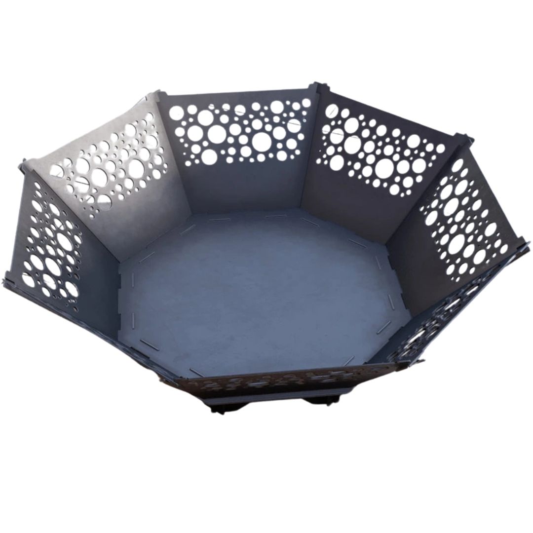 Чаша для костра Carino восмингранная разборная V5 с решеткой гриль 1040х1040х300 г, металл 3 мм без покрытия