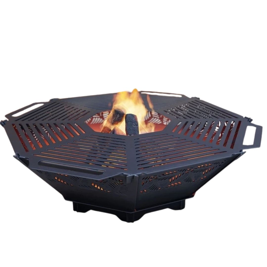 Чаша для костра Carino восмингранная разборная V3 с решеткой гриль 1040х1040х300 мм, металл 3 мм без покрытия